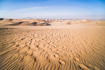 Sand dunes in the desert at Huacachina, Ica Region, Peru, South America