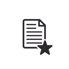 Document icon. Favorite file. Paper icon. Important document. Personal document. Star icon. Office documents. Worksheet. Application form. File sharing. File icon. Pictogram letter. Prepare document.