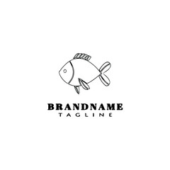 animal fish cartoon logo template icon design black isolated vector illustration