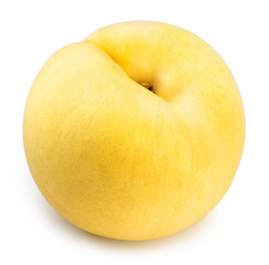 Yellow Peach fruit isolated on white background, Fresh Yellow Peach on White With clipping path. 