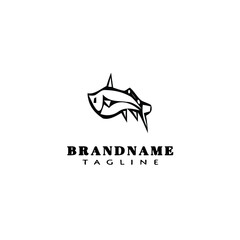 animal fish cartoon logo template icon design black isolated vector illustration