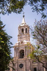Fototapeta na wymiar Basilica Cathedral of Arequipa (Basilica Catedral), Plaza de Armas, Arequipa, Peru, South America