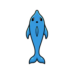 Cute little dolphin cartoon swimming