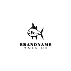 animal fish cartoon logo template icon design black isolated vector illustration