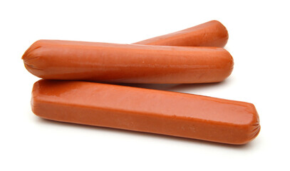 fresh sausages on white background