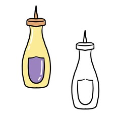 Fast food Pizza slice cartoon, milkshake. vector illustration. sandwich, coffee, egg satay, bread, yogurt, banana milk