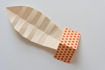 crimped paper and 3d paper shape with dots