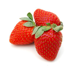 Fresh red ripe strawberry isolated on white, macro image 