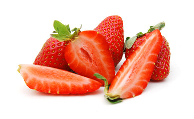Fresh red ripe strawberry isolated on white, macro image 