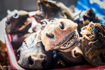 Cattle nose for sale, Saturday Market, Cusco, Cusco Region, Peru, South America