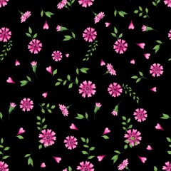 Fototapeta na wymiar seamless floral background black pattern 