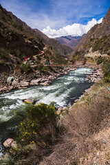 Naklejka na ściany i meble Urubamba River at the start of the Inca Trail, Cusco Region, Peru, South America