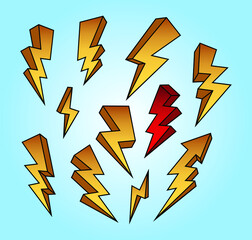 thunderbolt symbol sign light electric , vector illustration