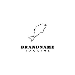 Fototapeta premium animal fish cartoon logo template icon design black isolated vector illustration