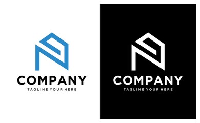 Initial N Home Logo design. Real estate business logo on a black and white background.