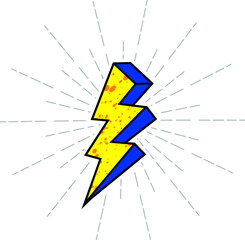 Vintage thunder symbol with sunburst in grunge background
