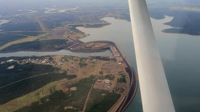 Aerial view from the Paran&aacute; river and Itaip&uacute; Dam.