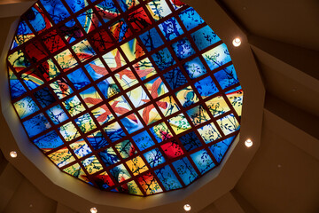 Stained Glass Above Altar in Christian Church