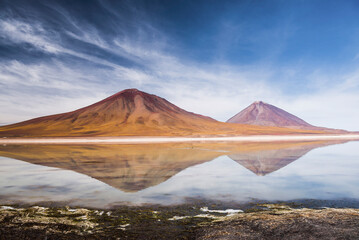 Laguna Verde and Licancabur volcano on the right, Bolivia near the border to Chile, South America