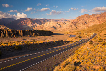 Route 7, the main road through the Andes Mountain Range from Argentina to Chile, near Uspallata, Mendoza Province, Argentina, South America