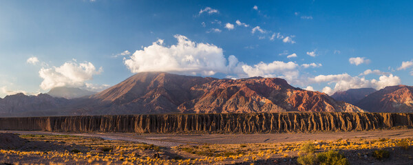 Andes Mountain Range landscape along route 7 from Argentina to Chile, Uspallata, Mendoza Province,...