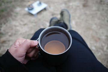 キャンプ＿マグカップ＿お茶