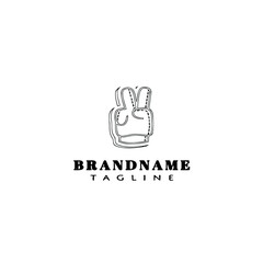 hand gesture cartoon logo template icon design black isolated vector