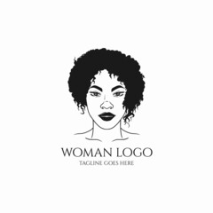Beauty black woman logo vector, afro woman silhouette