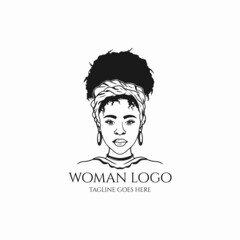 Beauty black woman logo vector, afro woman silhouette