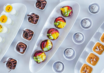 Delisious desserts at buffer dinner at a Restaurant, Ushuaia, Patagonia, Argentina, South America