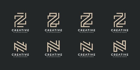 Set of creative abstract letter z n logo design collection.