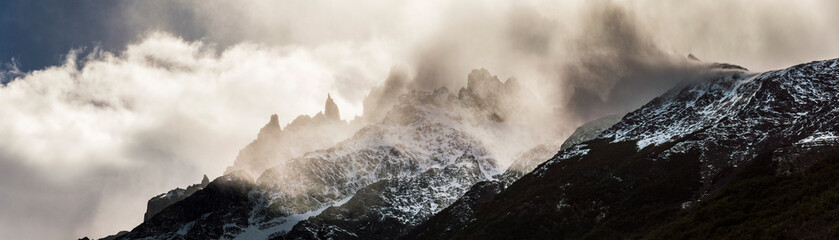 Dramatic mountain landscape, Torres del Paine National Park, Patagonia, Chile, South America