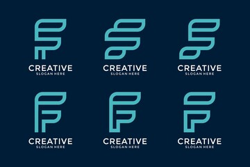 Set of letter f monogram logo design template