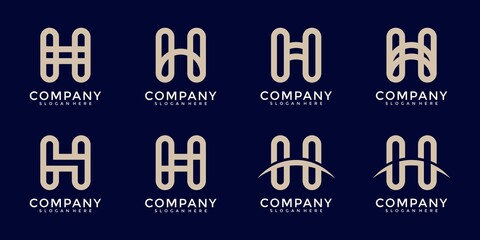 Set of creative monogram letter h logo abstract design inspiration.