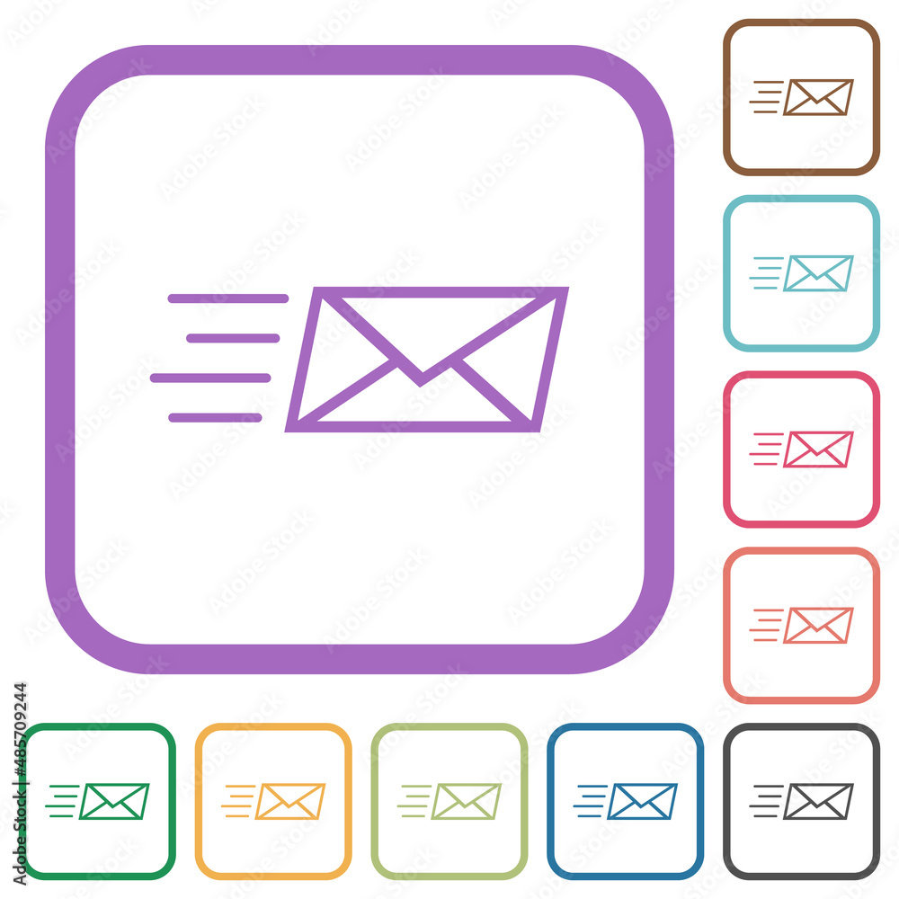 Poster sending express mail outline simple icons