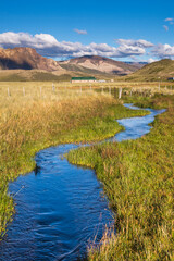 Estancia La Oriental farm buildings, Perito Moreno National Park, Santa Cruz Province, Patagonia, Argentina, South America