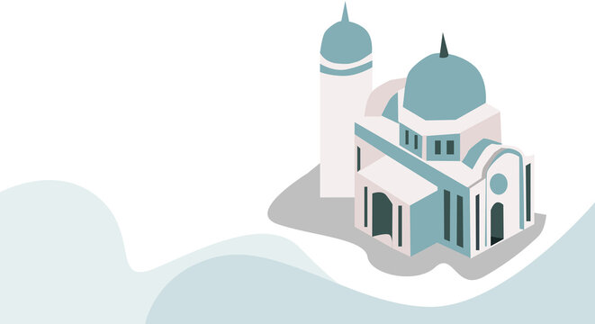 blank mosque text background, modern elegant islamic design, isometric vector