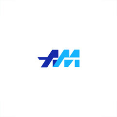 initial of A M strip line crossing design logo