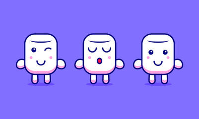 Obraz na płótnie Canvas Cute marshmallow character vector illustration