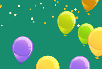 Colorful Happy Birthday Balloons Flying for Party and Celebrations With Space for Message Isolated in  Background
