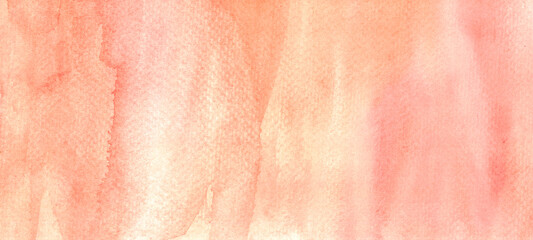 Handmade, organic coral colors watercolor painting. Vintage autumnal earthy yellow cream pastel texture abstract background. High resolution scanned file technique.