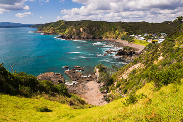 Tapeka and Russell Coast line seen from Tapeka Point, Russell, Bay of Islands, Northland Region, North Island, New Zealand