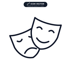 Comedy and tragedy. theater masks icon symbol template for graphic and web design collection logo vector illustration