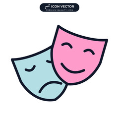 Comedy and tragedy. theater masks icon symbol template for graphic and web design collection logo vector illustration