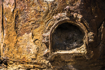 Obraz premium Old, rusty equipment from the history of sulphur mining on White Island Volcano, Bay of Plenty, North Island, New Zealand