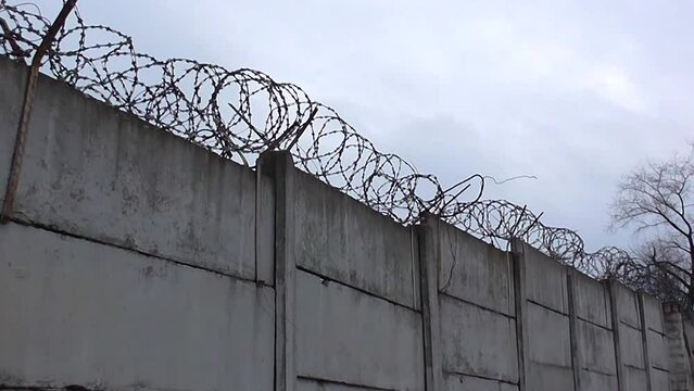 Wall and Barbed Wire Zoom In
