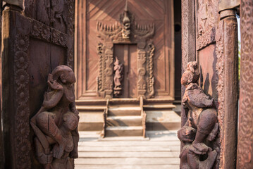 Shwe In Bin Kyaung Teak Buddhist Monastery, known as the most beautiful in Mandalay, Mandalay Region, Myanmar (Burma)