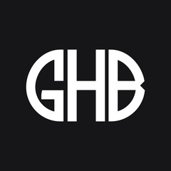 GHB letter logo design on black background. GHB creative initials letter logo concept. GHB letter design.