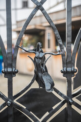 Gates to Shakespeare's Globe Theatre, Bankside, Southwark, London, England