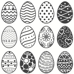 Easter Eggs with linear ornament pattern, Vector
